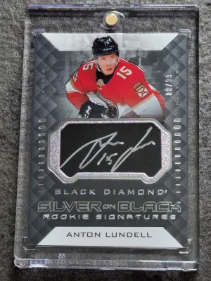 2021-22 Black Diamond Anton Lundell #SB-AL Silver on Black Rookie Signatures 88/99 front